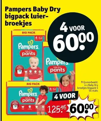 Kruidvat Pampers Baby Dry bigpack luier-broekjes aanbieding