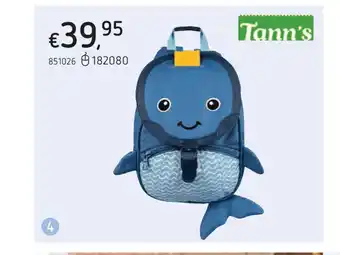 Dreamland Tann's Rugzak Walvis 851026 aanbieding