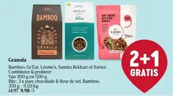 Delhaize Granola 3 x pure chocolade & fleur de sel, Bamboo aanbieding
