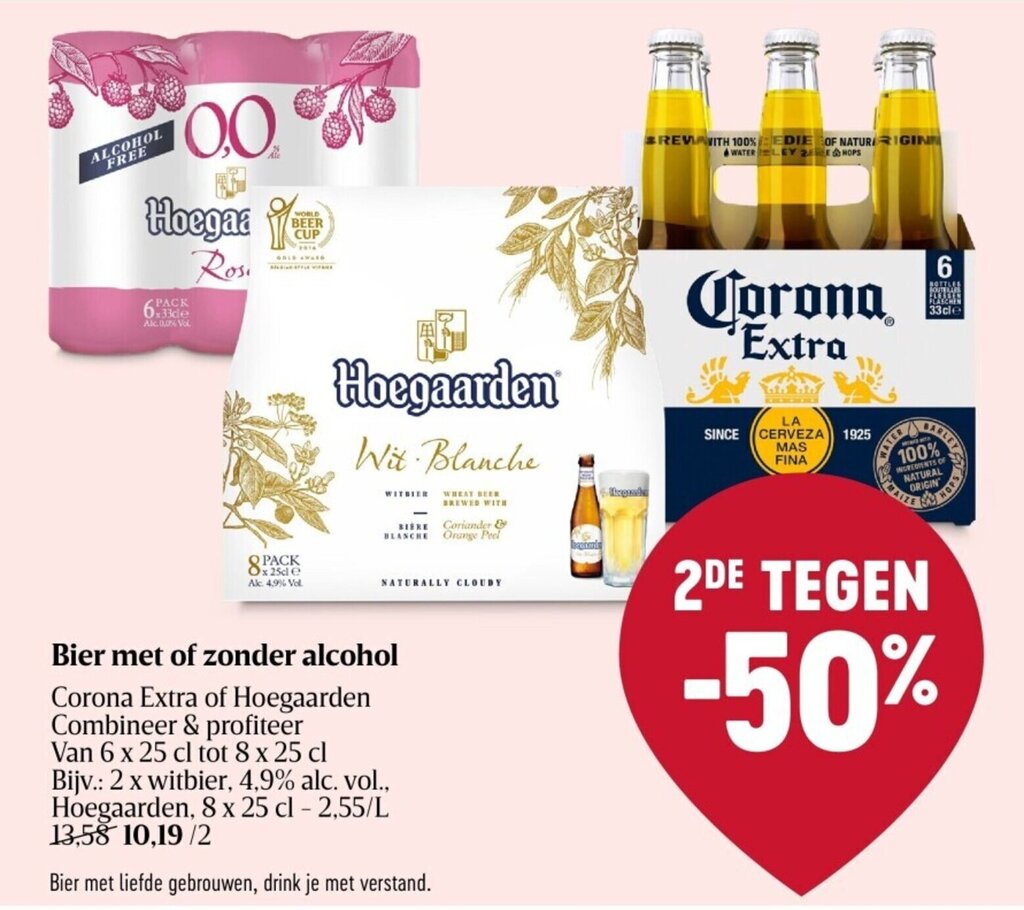 Bier met of zonder alcohol promotie bij Delhaize