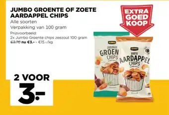 Jumbo Groente of Zoete Aardappel Chips 100 gram aanbieding