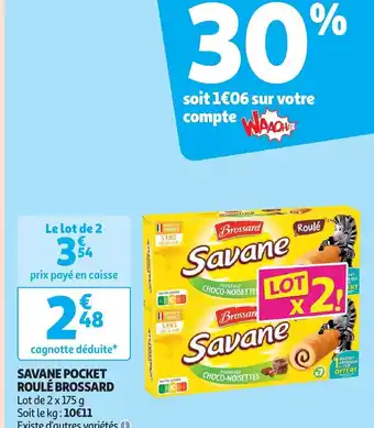 Auchan SAVANE POCKET ROULÉ BROSSARD Lot de 2 x 175 g aanbieding