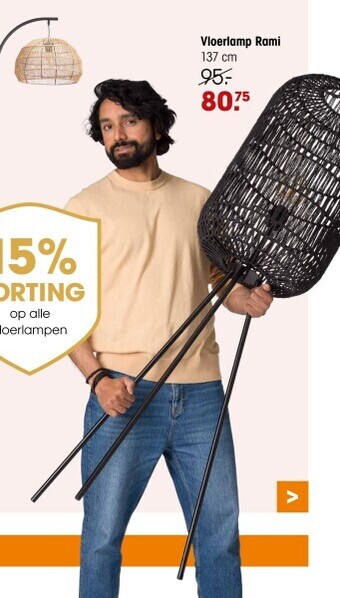 Kwantum Vloerlamp rami 137 cm aanbieding