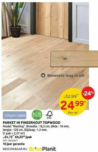 Brico Parket in fineerhout topwood aanbieding