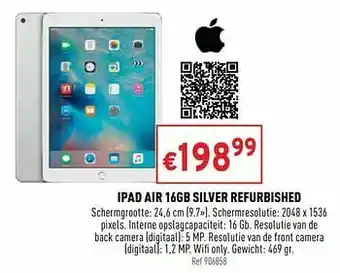 Trafic Apple ipad air 16gb silver refurbished aanbieding