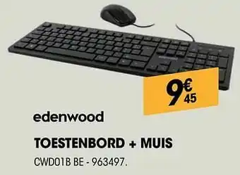 Electro Depot Edenwood toestenbord + muis cwd01b be aanbieding