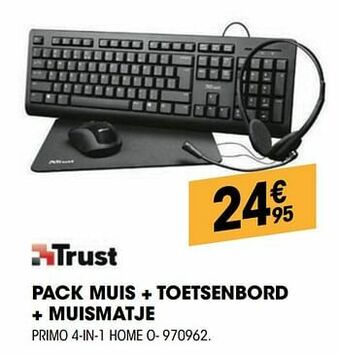 Trust pack muis + toetsenbord + muismatje primo 4-in-1 home o
