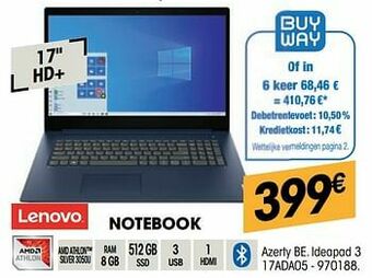 Electro Depot Lenovo notebook ideapad 3 17ada05 aanbieding