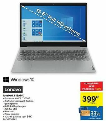 Carrefour Lenovo ideapad 3 15ada aanbieding