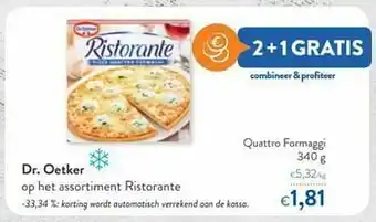 OKay Dr. oetker quattro formaggi aanbieding