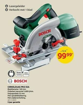 Brico Bosch cirkelzaag pks 55a aanbieding