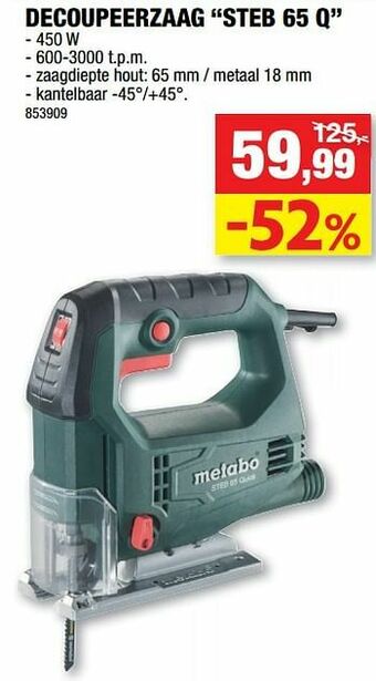 Hubo Metabo decoupeerzaag steb 65 q aanbieding