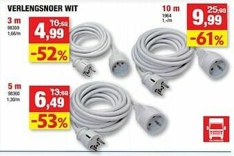 Hubo Verlengsnoer wit aanbieding