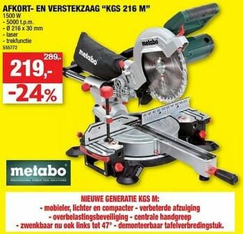Hubo Metabo afkort- en verstekzaag kgs 216 m aanbieding