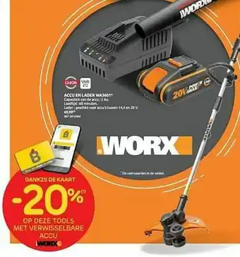 Brico Worx accu en lader wa3601 aanbieding