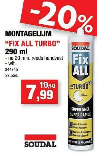 Hubo Montagelijm fix all turbo aanbieding