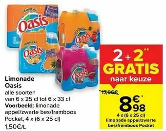 Carrefour Market Oasis limonade appel-zwarte bes-framboos aanbieding