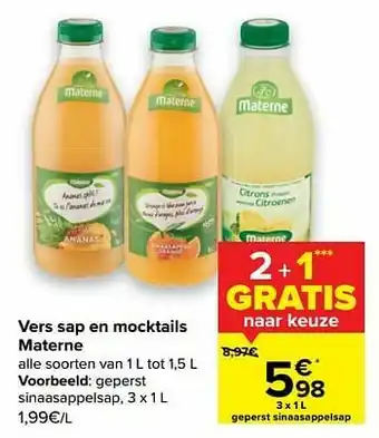 Carrefour Market Materne geperst sinaasappelsap aanbieding
