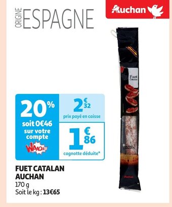 Auchan FUET CATALAN 170g aanbieding