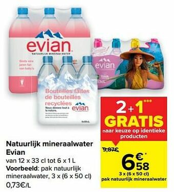 Carrefour Natuurlijk mineraalwater evian aanbieding