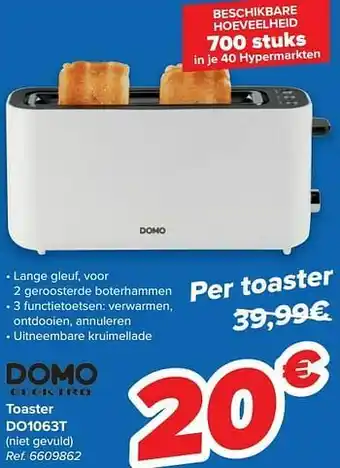 Carrefour Domo elektro toaster do1063t aanbieding