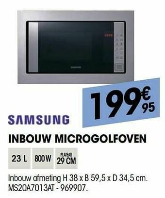Electro Depot Samsung inbouw microgolfoven ms20a7013at aanbieding