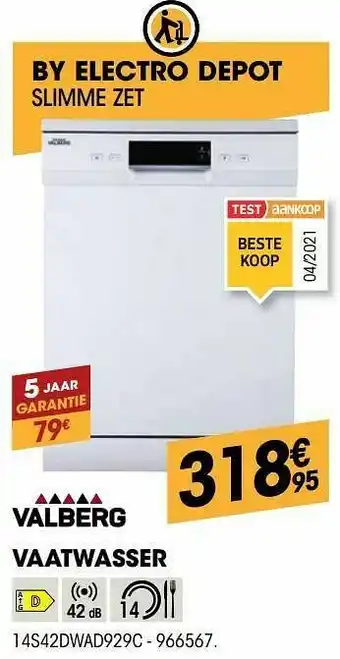 Electro Depot Valberg vaatwasser 14s42dwad929c aanbieding