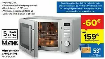 Carrefour Etna microgolfoven cmv334rvs aanbieding