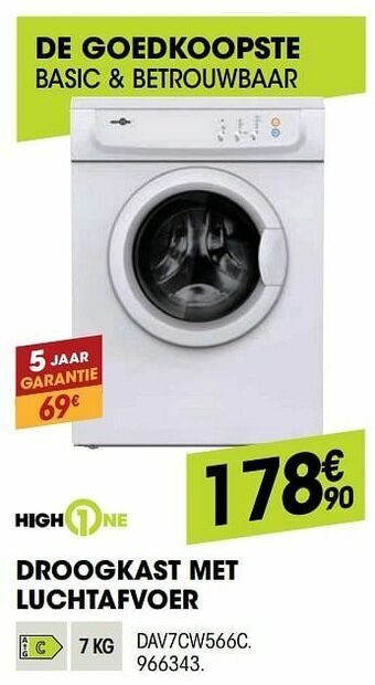Electro Depot Highone droogkast met luchtafvoer dav7cw566c aanbieding
