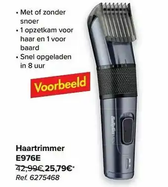 Carrefour Babyliss haartrimmer e976e aanbieding