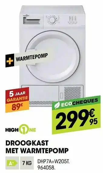 Electro Depot Highone droogkast met warmtepomp dhp7a+w205t aanbieding