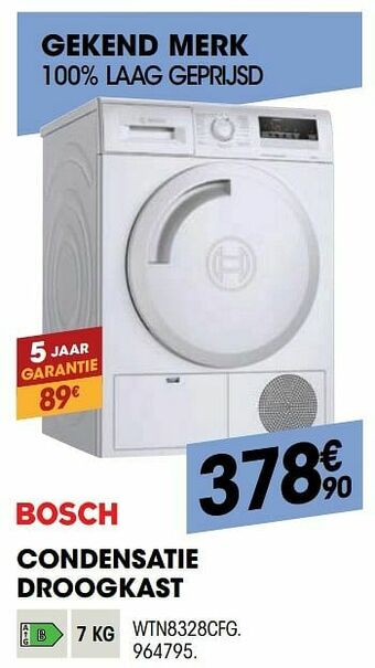Electro Depot Bosch condensatie droogkast wtn8328cfg aanbieding