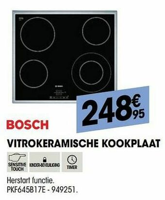 Electro Depot Bosch vitrokeramische kookplaat pkf645b17e aanbieding