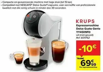 Carrefour Krups espressomachine dolce gusto genio yy4509fd aanbieding