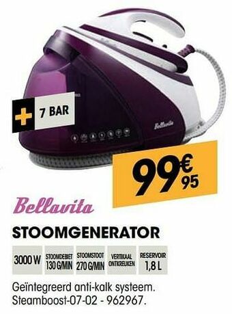 Electro Depot Bellavita stoomgenerator steamboost-07-02 aanbieding