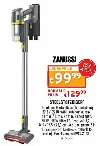 Trafic Steelstofzuiger zanussi rvc247-gr aanbieding