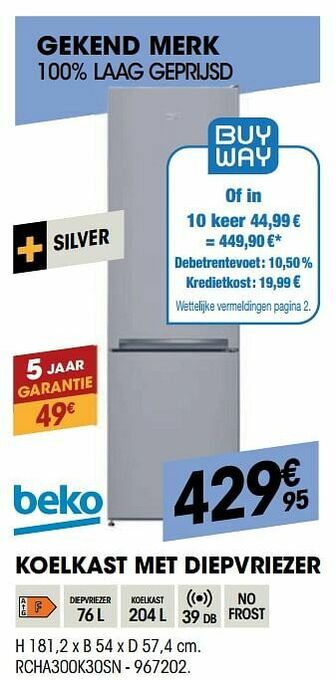 Electro Depot Beko koelkast met diepvriezer rcha300k30sn aanbieding