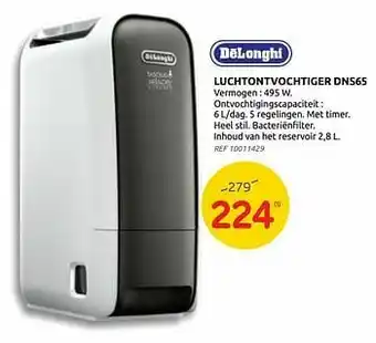 Brico Delonghi luchtontvochtiger dns65 aanbieding