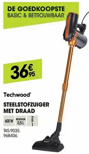 Electro Depot Techwood steelstofzuiger met draad tas-9035 aanbieding
