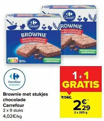 Carrefour Market Brownie met stukjes chocolade carrefour aanbieding