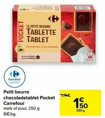 Petit beurre chocoladetablet pocket carrefour