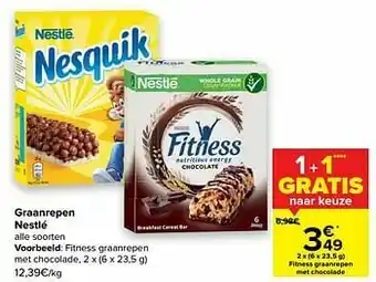 Carrefour Nestlé fitness graanrepen met chocolade, aanbieding