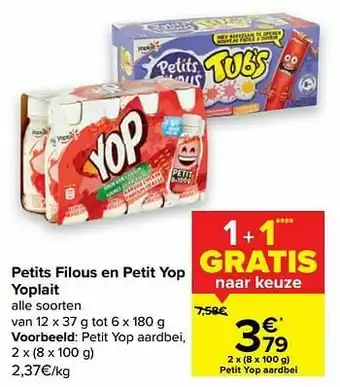 Carrefour Yoplait petit yop aardbei aanbieding