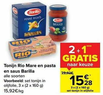 Carrefour Set tonijn in olijfolie aanbieding
