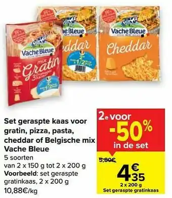 Carrefour Vache bleue set geraspte gratinkaas aanbieding
