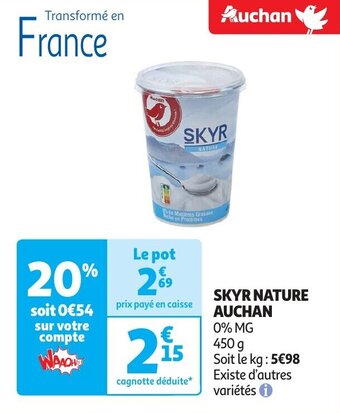 Auchan SKYR NATURE AUCHAN aanbieding