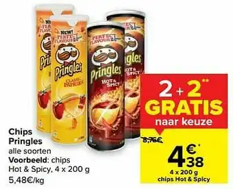 Carrefour Pringles chips hot + spicy aanbieding
