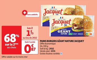Auchan PAINS BURGERS GÉANT NATURE JACQUET aanbieding