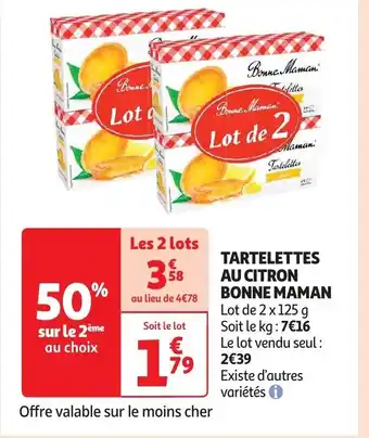 Auchan TARTELETTES AU CITRON BONNE MAMAN aanbieding