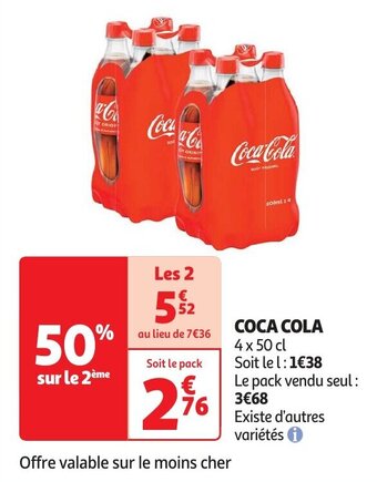 Auchan COCA COLA 4 x 50 cl aanbieding
